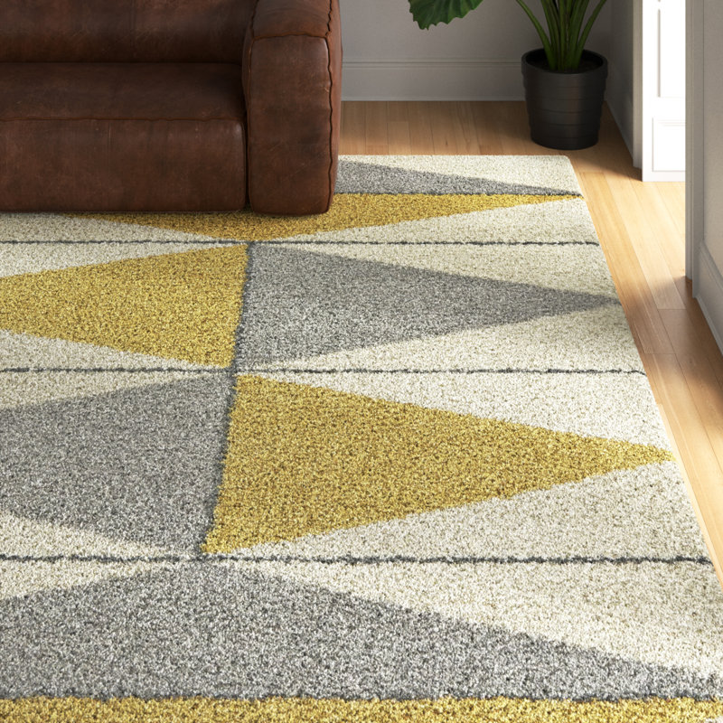 Mercury Row® Bonifay Geometric Yellow/Gray/White Area Rug & Reviews